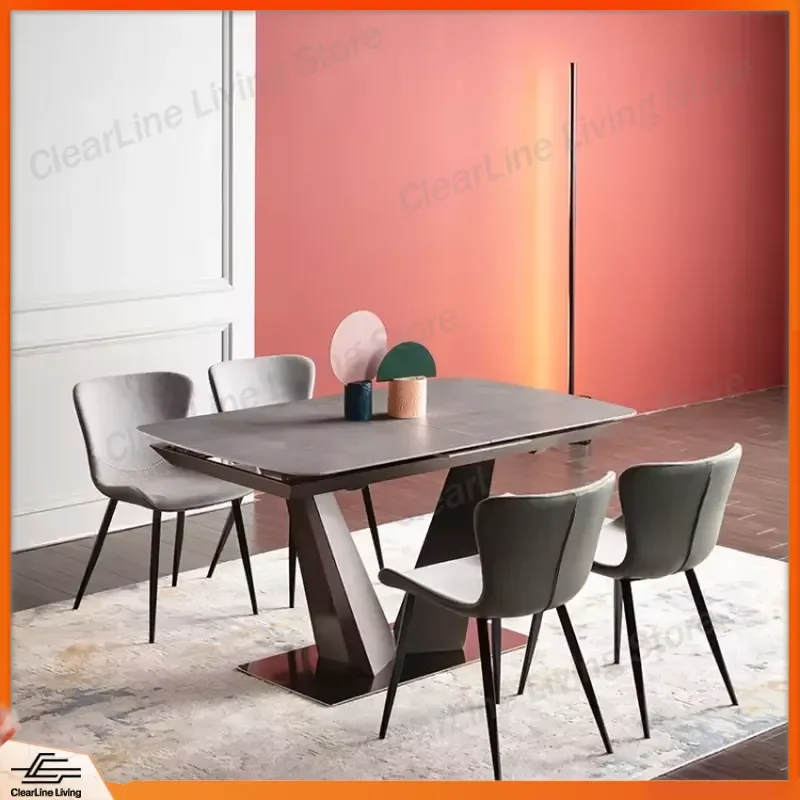 Modern Extendable Dining Table and Chairs Set Simple Home Furniture Space Saving Stretch Kitchen Table for Small Apartment