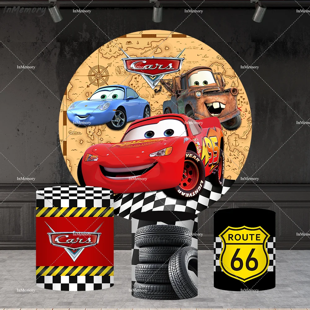 Disney Cars รอบฉากหลังเค้กสําหรับ Boy Baby Shower McQueen รถวันเกิดตกแต่ง