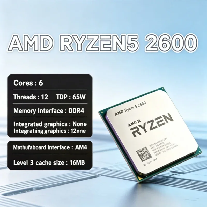 AMD Ryzen 5 2600 R5 2600 6 Core 12 Thread Gaming CPU 3.4GHz Up to 3.9GHz 16MB L3 Cache AM4 DDR4 65W 12nm Desktop Processor