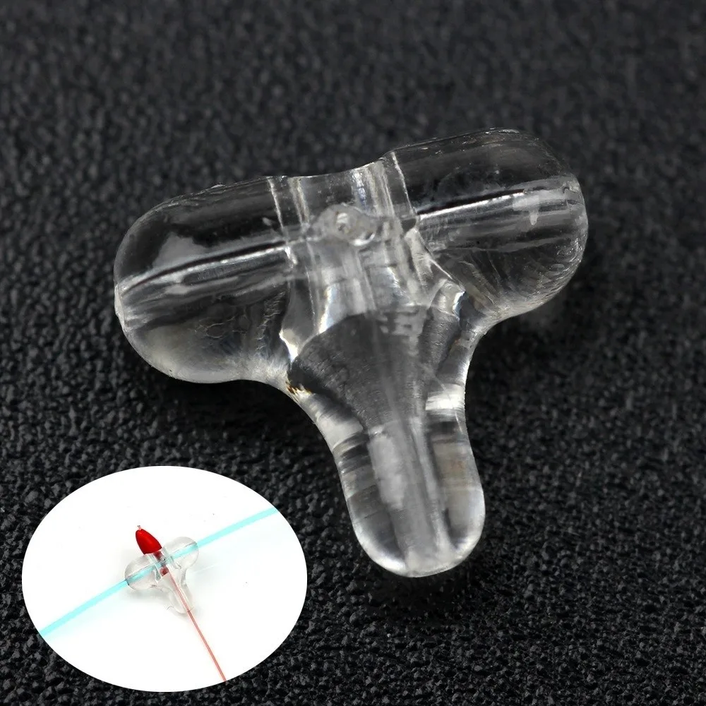 30PCS Fishing Beads Transparent Clear Oval Double Cross Hole Beads Sabiki Rig 3 Way Connector Fishing Accessories Cross Bead