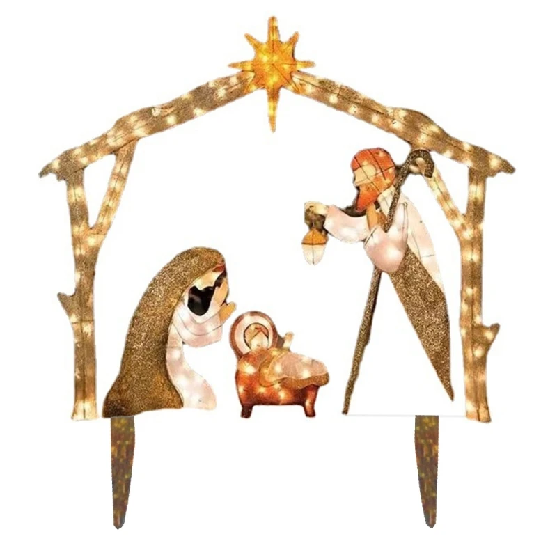 Christmas Nativity Set Holy Family Acrylic Decorative Figures Acrylic Material