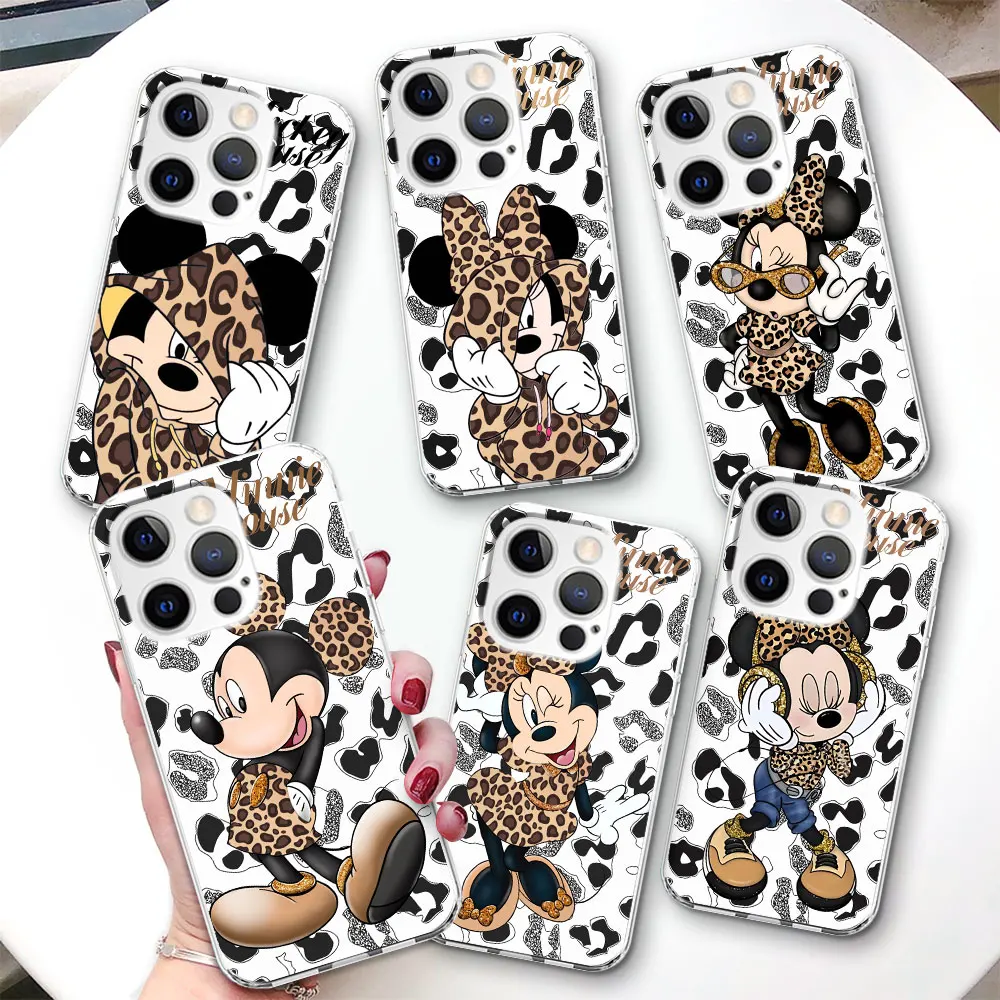 Minnie Mouse Anime Phone Case for Apple iPhone 14 16 7 8 12 13 Mini 15 Plus X XS XR 11 Pro Max Transparent Soft TPU Cover Shell