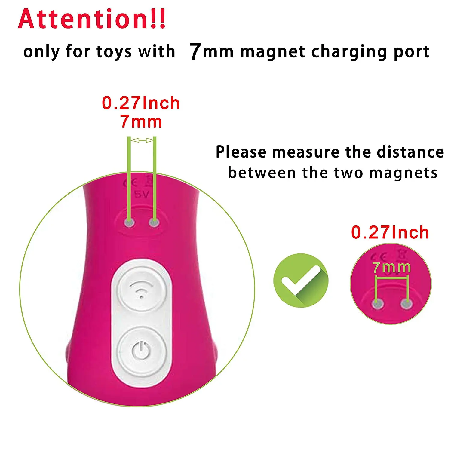 2.6Ft Magnetic USB DC Charger Cable Replacement Charging Cord-(7mm/0.27in)