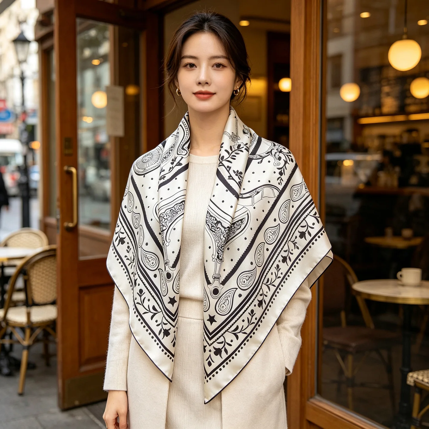 90CM Mulberry Silk Scarf Women Luxury Designers Shawls Hand rolled Edge Bandanas Hijab Square Twill Head Neck Scarves Shawls