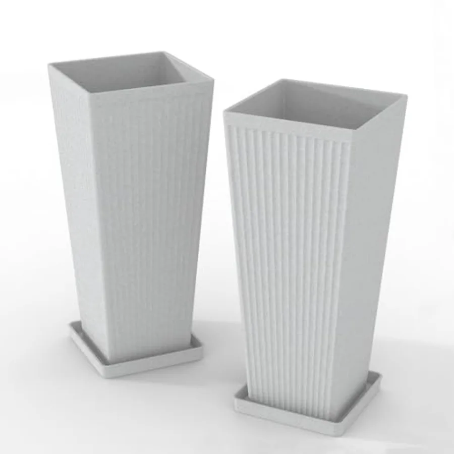

Outdoor tall planters set of 2, weather-resistant plastic, grey, 23.6 large taper flower pots with drainage holes and trays for