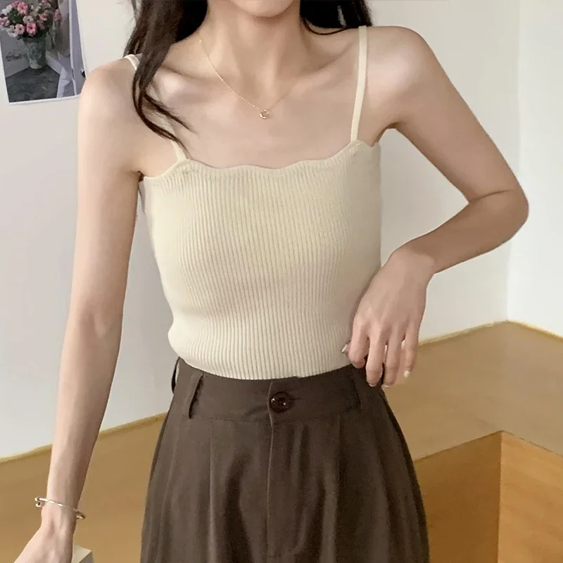 Koreanisches Einfaches Inneres Schichtungs-Tanktop, Lässiges Alltags-Top, Retro Koreanischer Stil, Gestricktes Damen-Camisole, Sommer 2026 Ärmelloses Slim-Fit-Oberteil – Detail 17