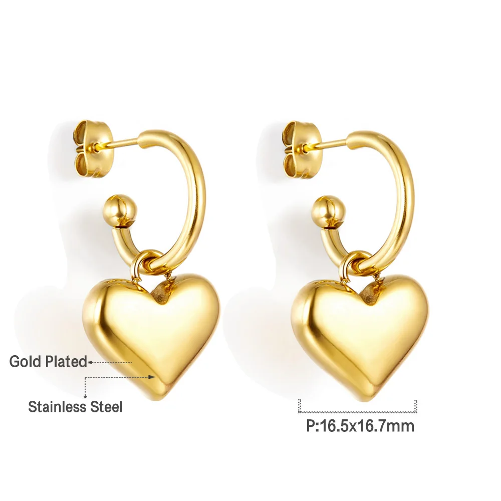 LUXUKISSKIDS Classic Heart Shape Drop Earrings Cute Romantic Love Charms Geometric Round Dangle Drop Pendients 2023 Party Access