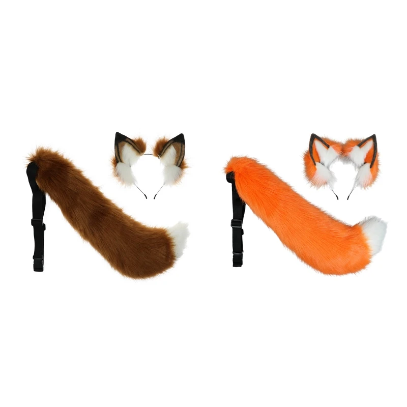 

for CAT Wolf Cosplay Animal Ear Handband Tail Set Ear Clip Tail Costume Cosp