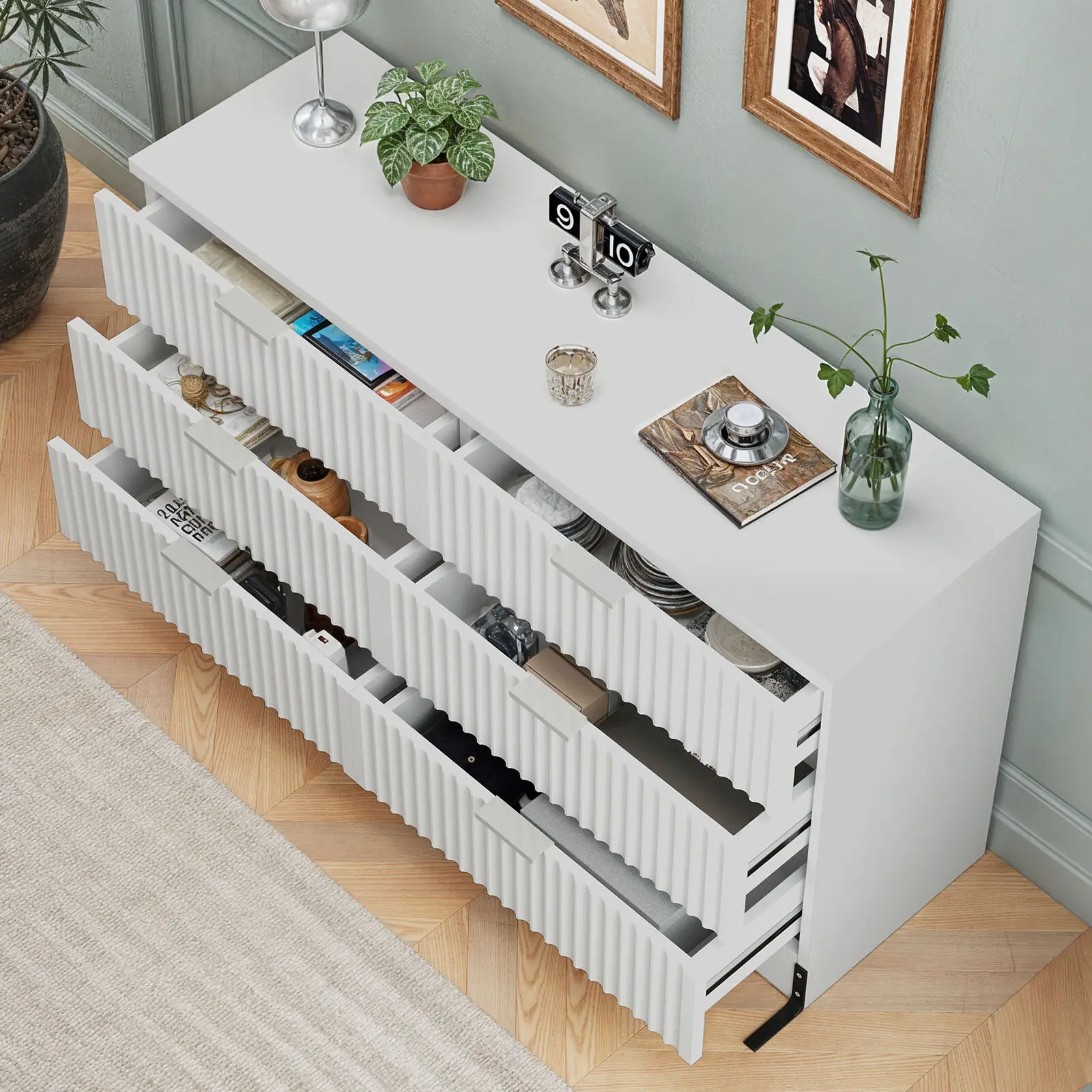 

6 Drawers Chest of Drawer Dresser Tower Tall Large Storage Cabinet Living Room