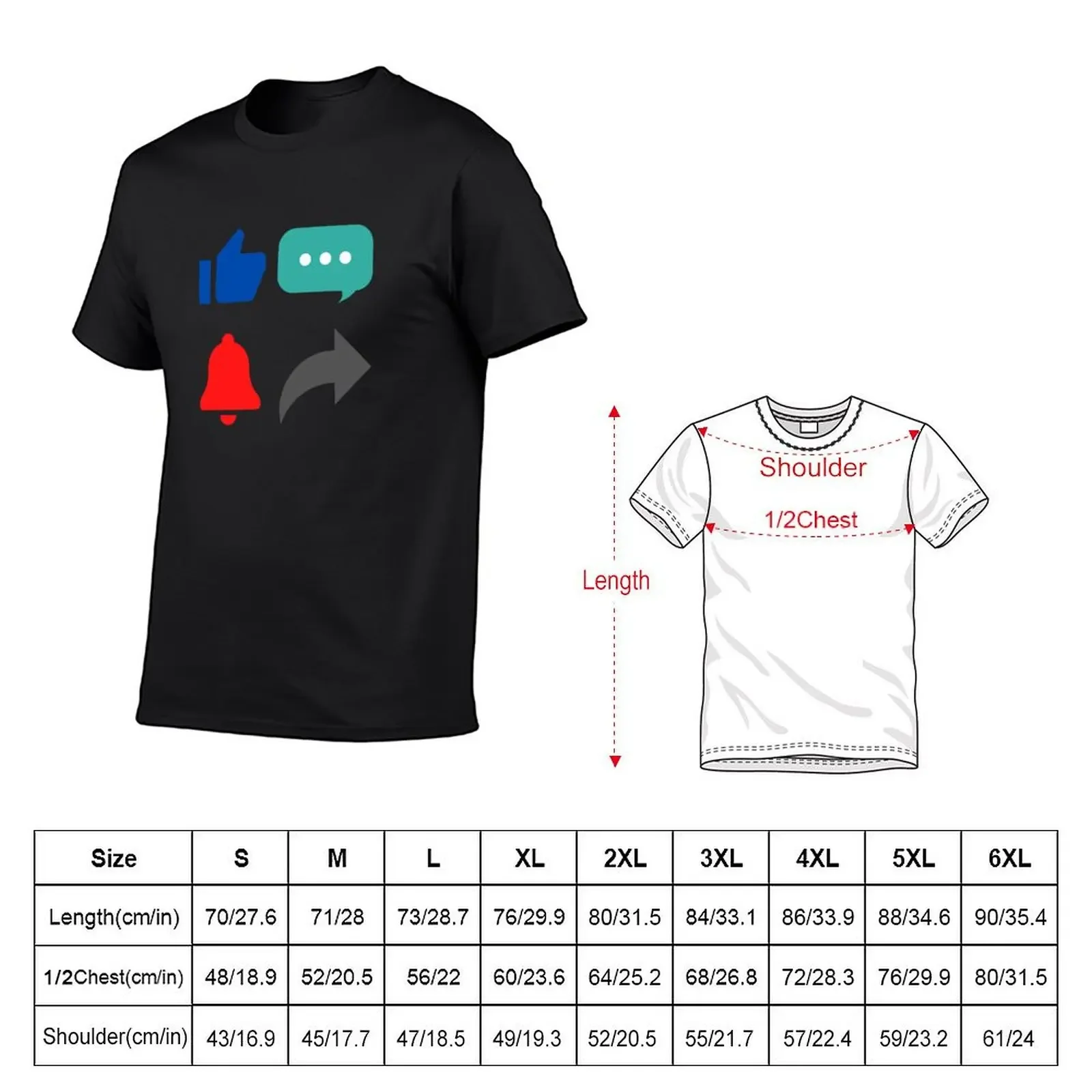 Like Comment Subscribe Share Icons T-Shirt shirts graphic anime oversized t shirt men