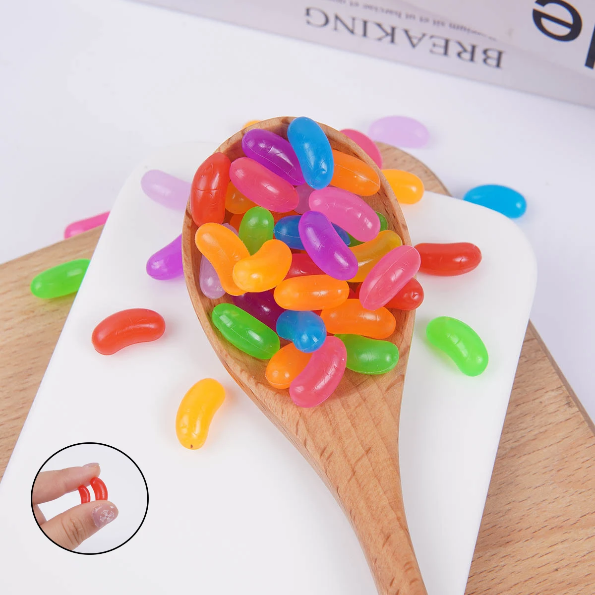 30 Uds. De dulces artificiales de gran tamaño, réplica de frijoles de gelatina de arcoíris, modelo de frijoles de caramelo, suministros DIY, accesorios de decoración a escala