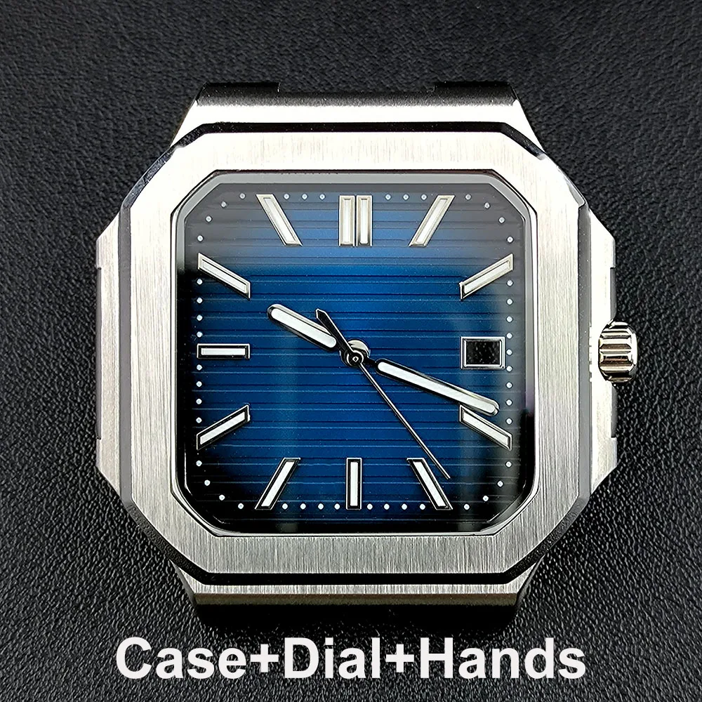 Квадратный корпус часов 38,5 мм, детали, складная застежка, ремешок для часов для корпуса NH35, модифицированный, подходит для механизма серии NH35, NH, сапфировое стекло