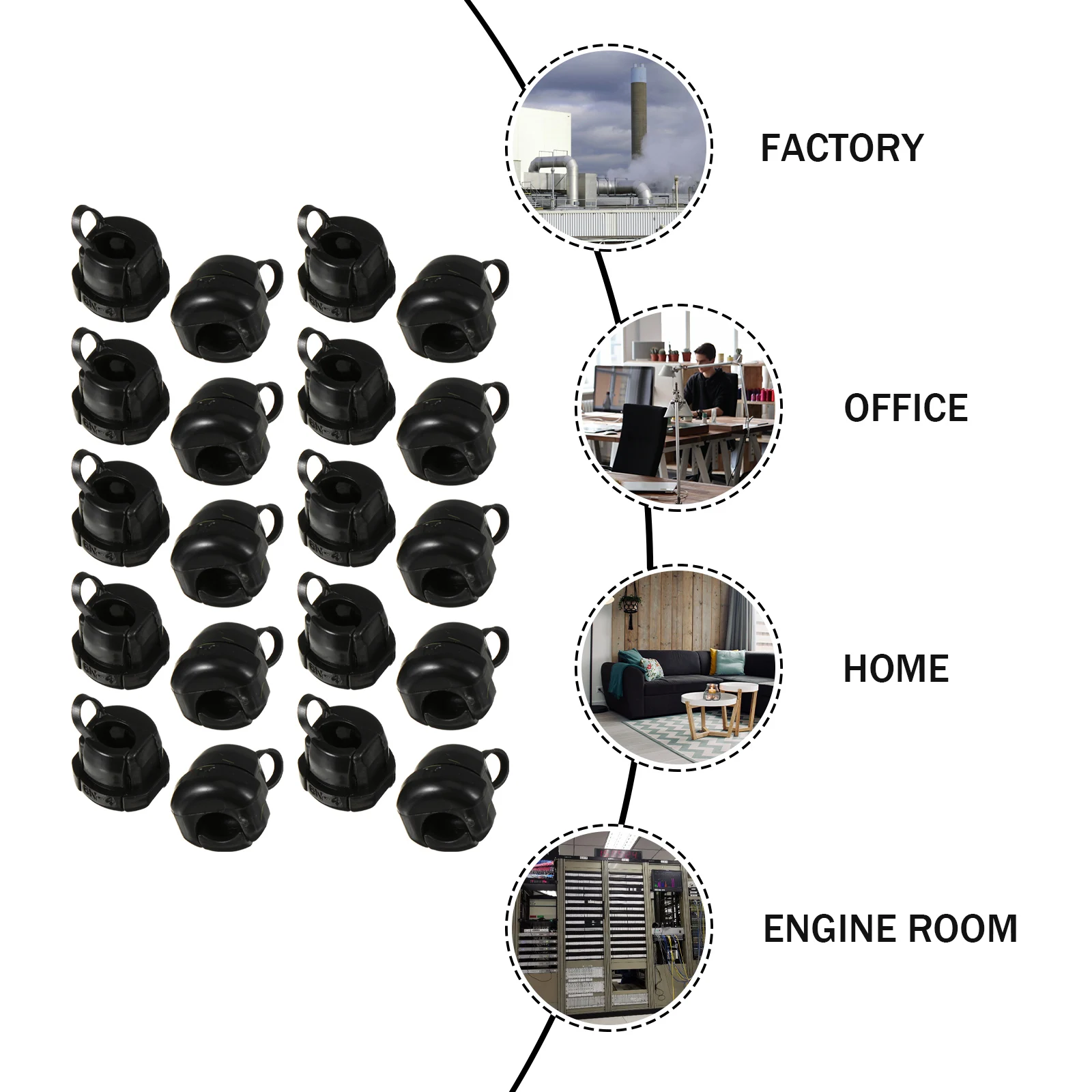 

20 pcs Power Cable Lock Nylon Strain Relief For Electrical Equipment Cable Gland Wire Buckle Cord Protector Grommet Washer