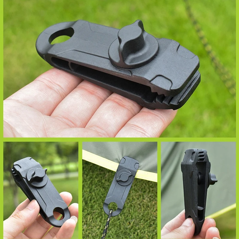 10Pcs Outdoor Camping Tent Windproof Reusable Fixing Shark-Clips Clamps Tarp Cord Buckle Tensioner Tent