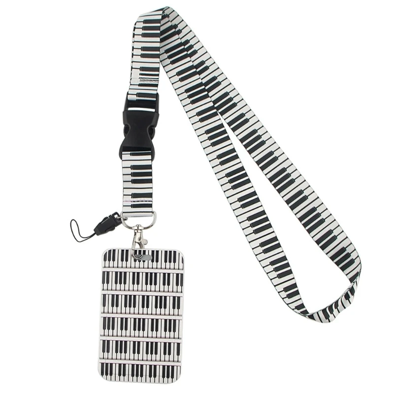 Detachable Badge Sleeve Lanyard Badge Reels with Music Print for School Access 