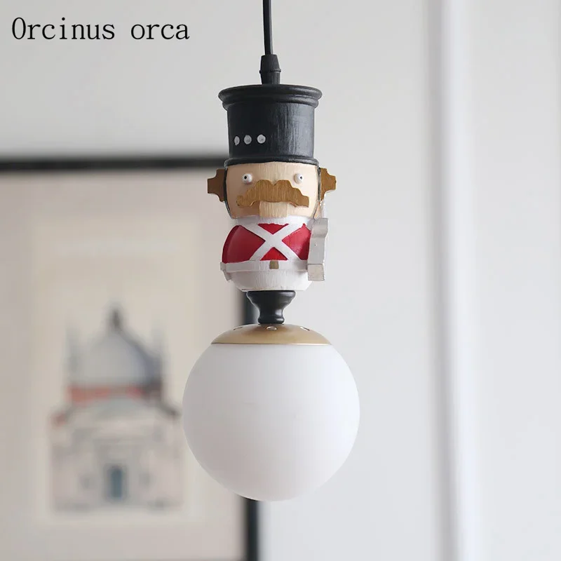 American style creative soldier chandelier restaurant boy bedroom children's room lights Nordic modern LED doll pendant lamp