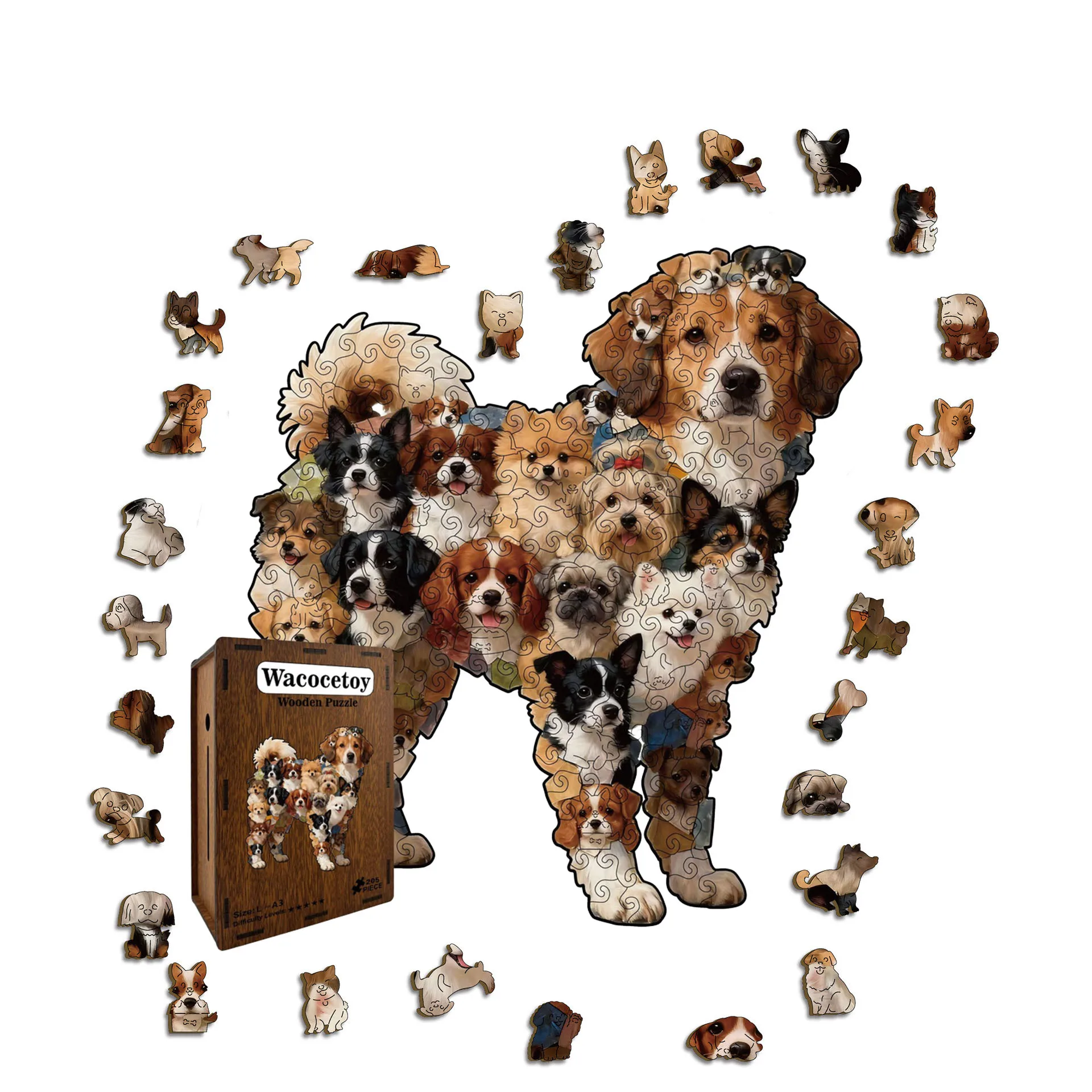 ตัวต่อไม้รูปทรงแปลกตา 120/205 ชิ้น เกมคลายเครียด ของขวัญวันเกิด/คริสต์มาส ใช้เป็นกระปุกออมสิน ตกแต่งบ้าน