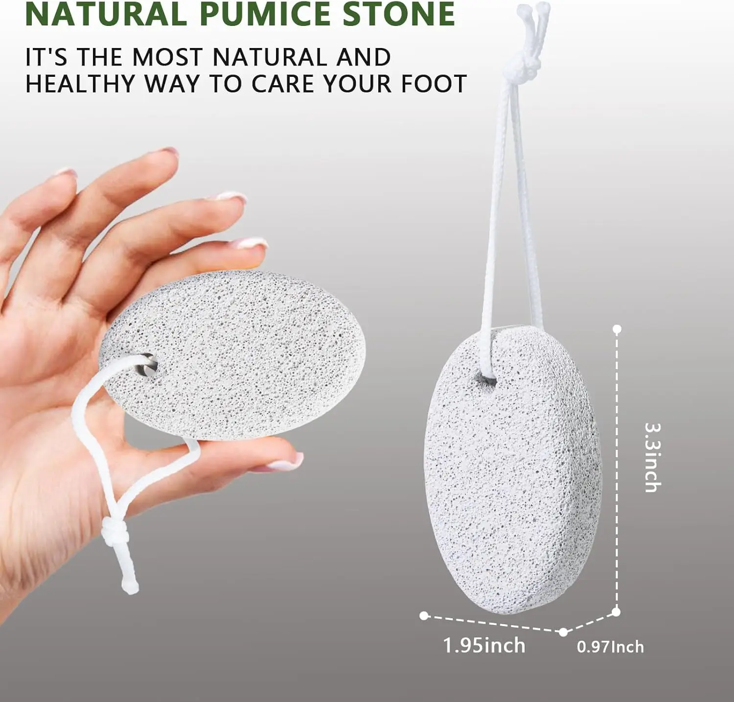 Natural Foot Pumice Stone for Feet, 2-Pack Lava Pedicure Tools Hard Skin Callus Remover for Feet and Hands