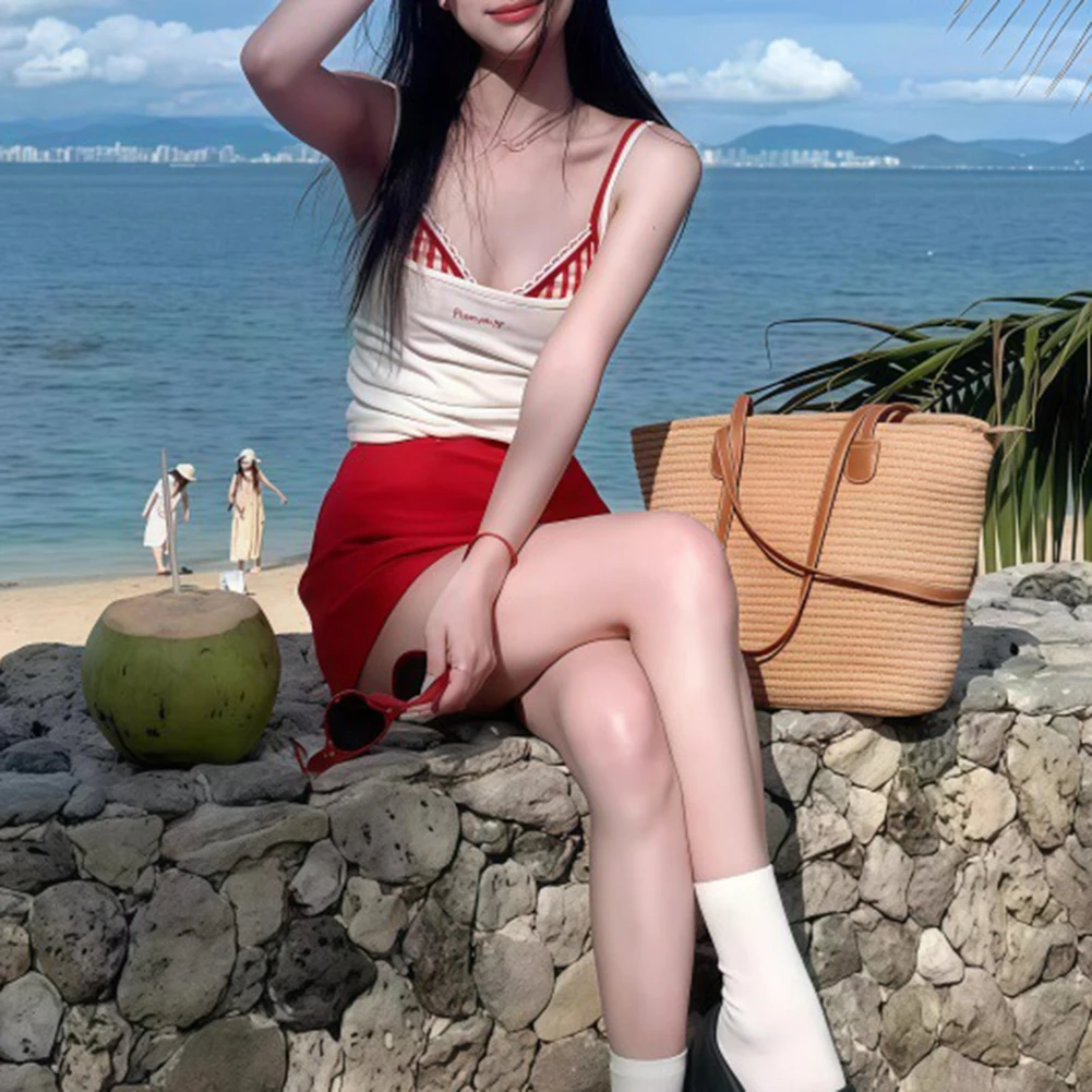 Casual Beach Outfit Party Bikini Dress Long Sleeve Cover-up Sexy Look Solid Pattern Split Swimsuit Summer Apparel
