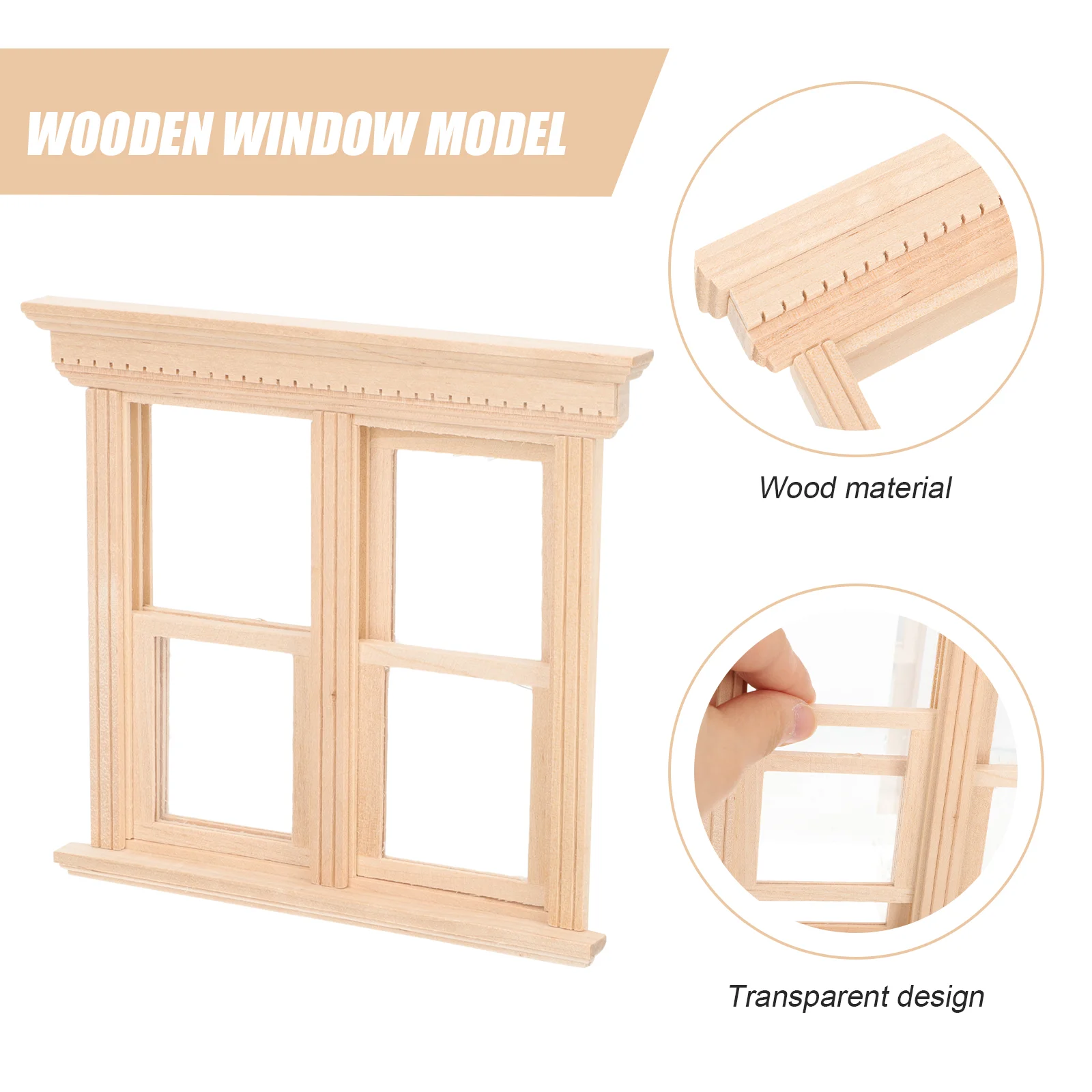 Dollhouse Window Mini Furniture Miniature Wood Decor DIY Home Photograph Props Miniatures Windows Frame Ornament Small Wooden