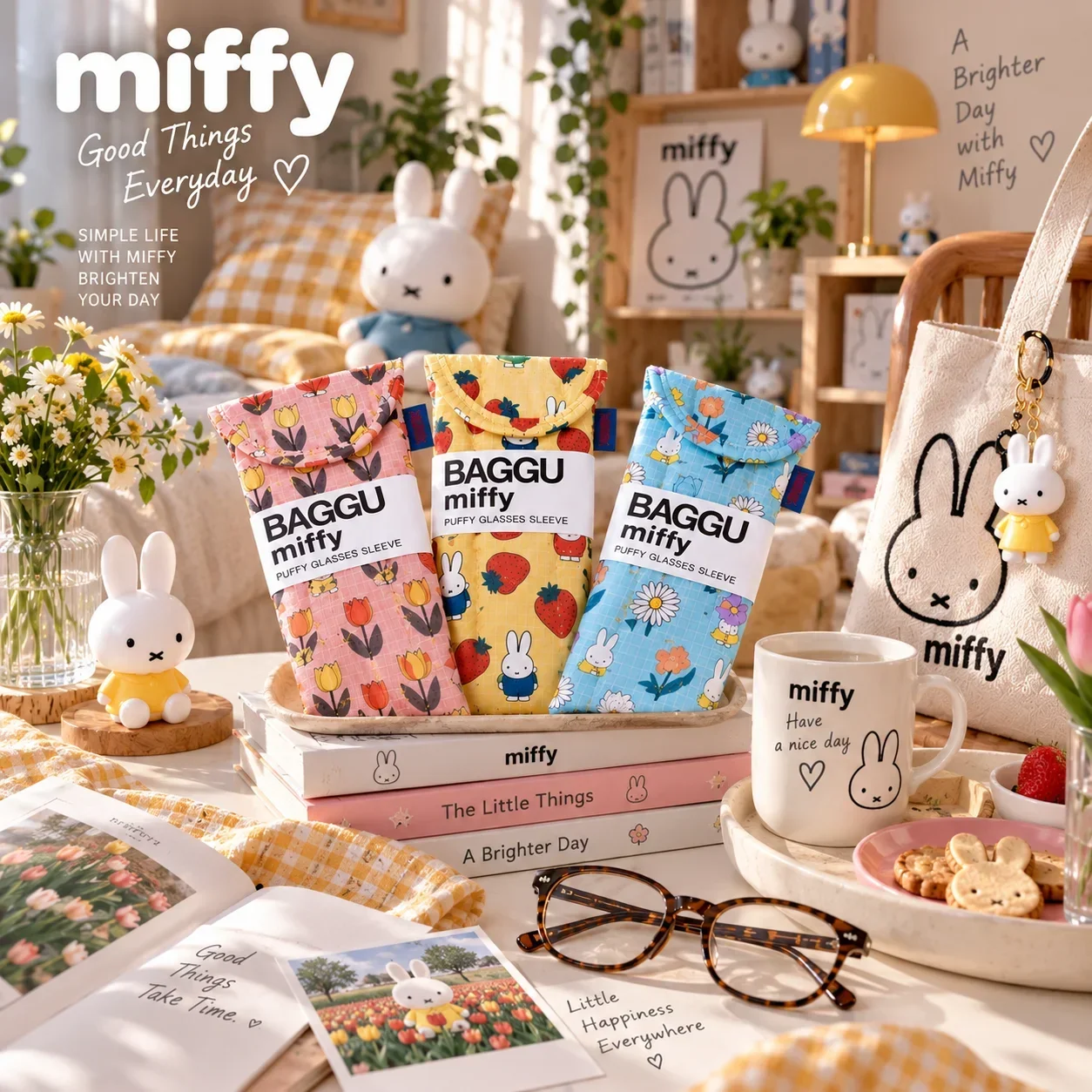 Miffy Cartoon Rabbit Cute Sunglasses Protective Case Magnetic Attraction Glasses Storage Bag Kawaii Travel Organizer Gift