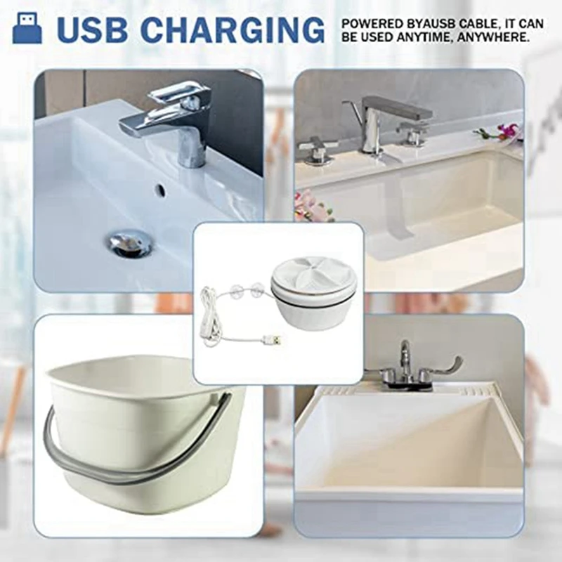 Mini machine à laver portable Spin ABS, lave-linge turbo USB pour la maison, les affaires, les voyages, l'université, montres, appartement-blanc