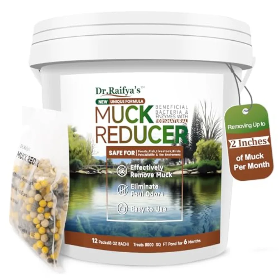 

Dr.Raifya's Muck Reducer Pellets - Natural Pond Sludge Solution Experience The Pure Water and Fresh Odor Easy to Use Beneficial