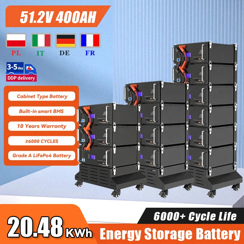 51.2V 400ah Rack Mounted Lithium-Battery 100ah 200ah Power Station Home Energy Storage System Battery