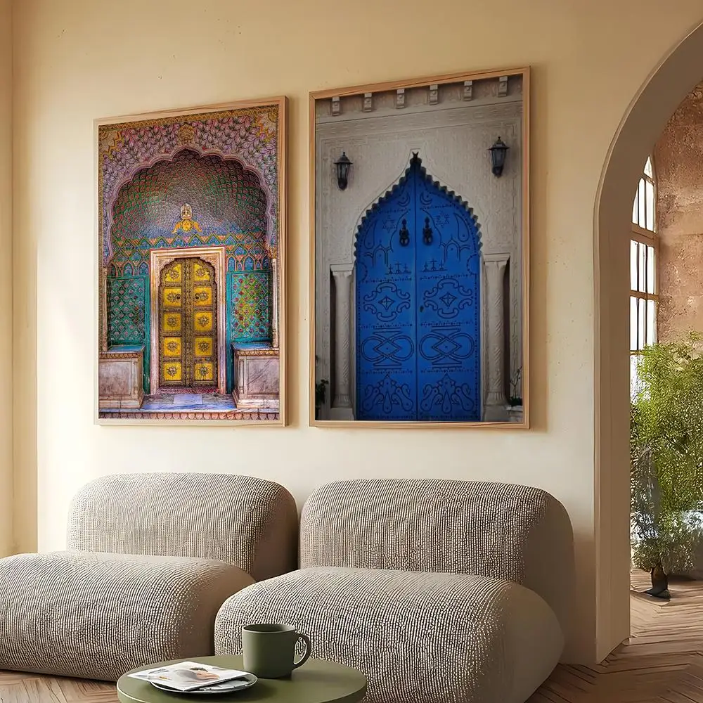 ملصق فني عربي لباب المغرب ملصقات حائط حديثة وأنيقة لديكور المنزل وغرفة المعيشة وفن الحائط #5