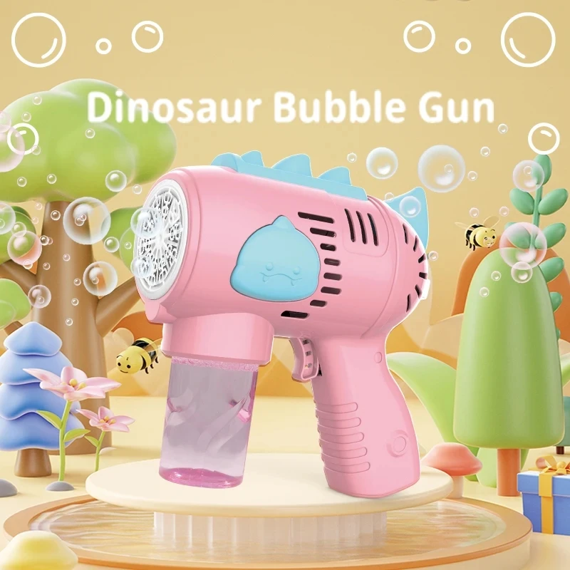 Dinosaur Electric Automatic Light Bubble Machine Bubble Gun Summer Beach Bathing Outdoor Games Children's Dream Toys