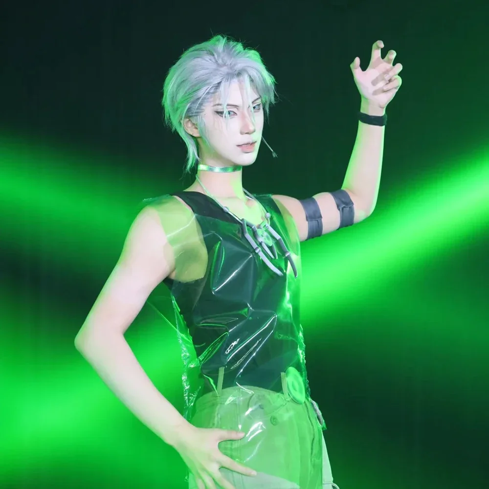 Anime Alien Stage R7 Till Cosplay Costume Adult Men Top Pants Suit Necklace Accessories Carnival Christmas Clothes Outfit