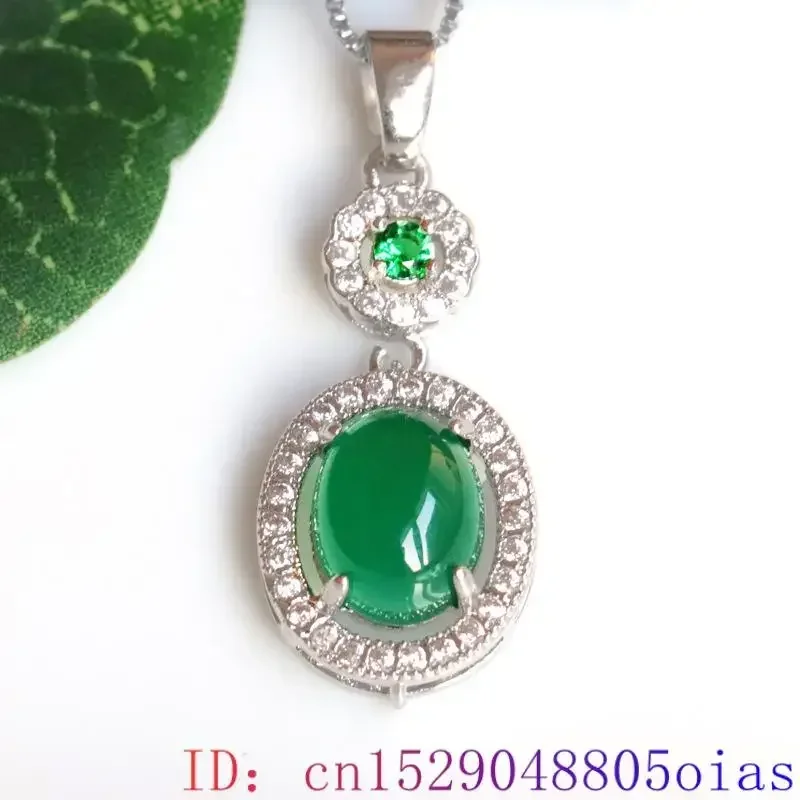 Natural Real Green Jade Donut Pendant Necklace Jewelry Gifts for Women Chalcedony Choker Man 925 Silver Chain Vintage Agate