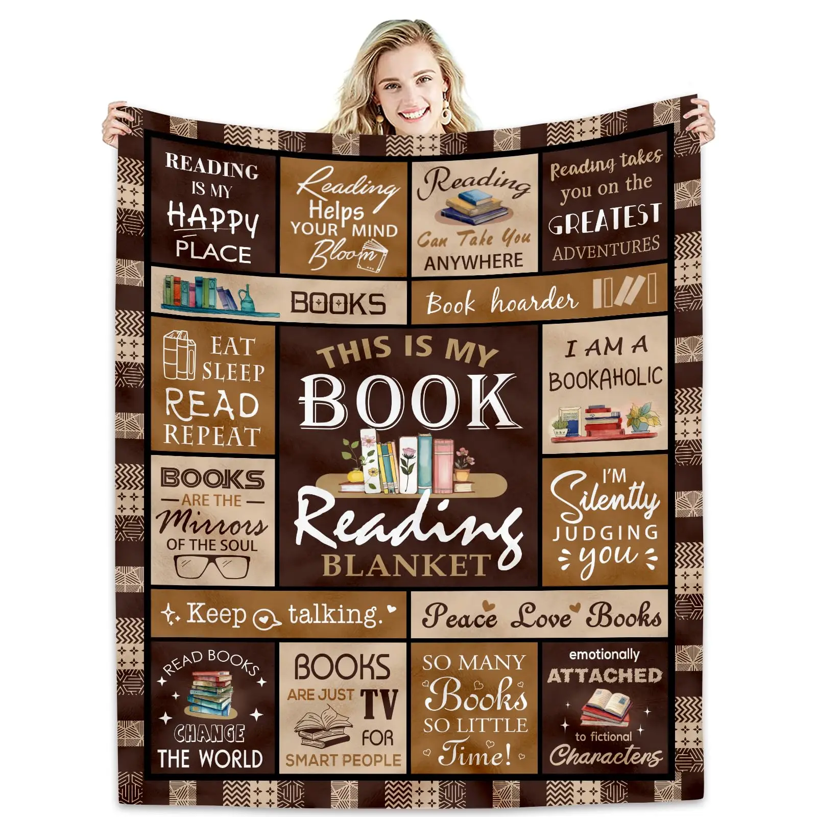 Book Lovers Gift Blanket- Best Gifts for Readers,Book Accessories and Stuff,Bookish Literary Present Ideas,Reading Throws