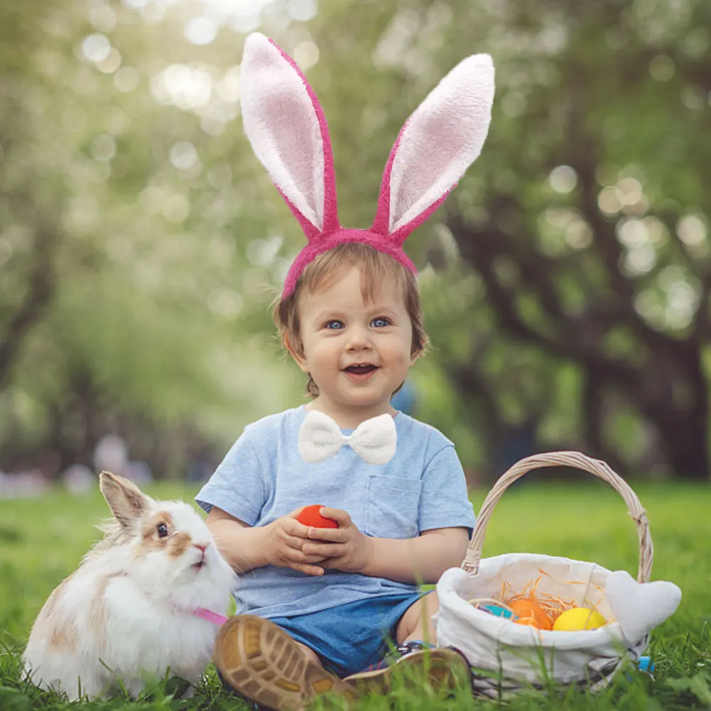 

3pcs Hair Band Adjustable Plush Easter Bendable Cute Rabbit Ears Halloween Props