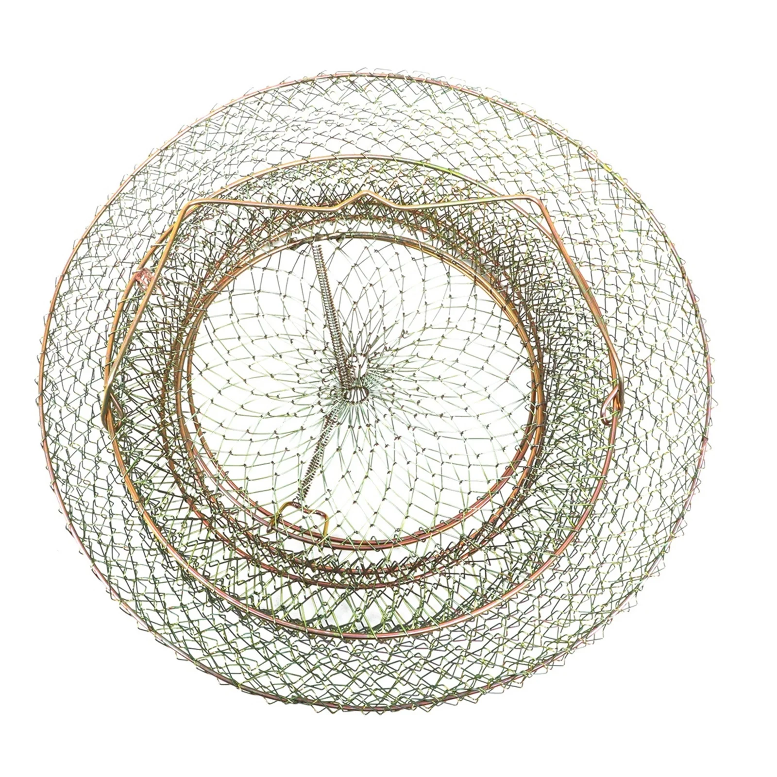 

Metal Fish Basket Foldable Spring Design Steel Wire Durable Large Capacity Outdoor Crab Trap Iron Fishing Net Accessories