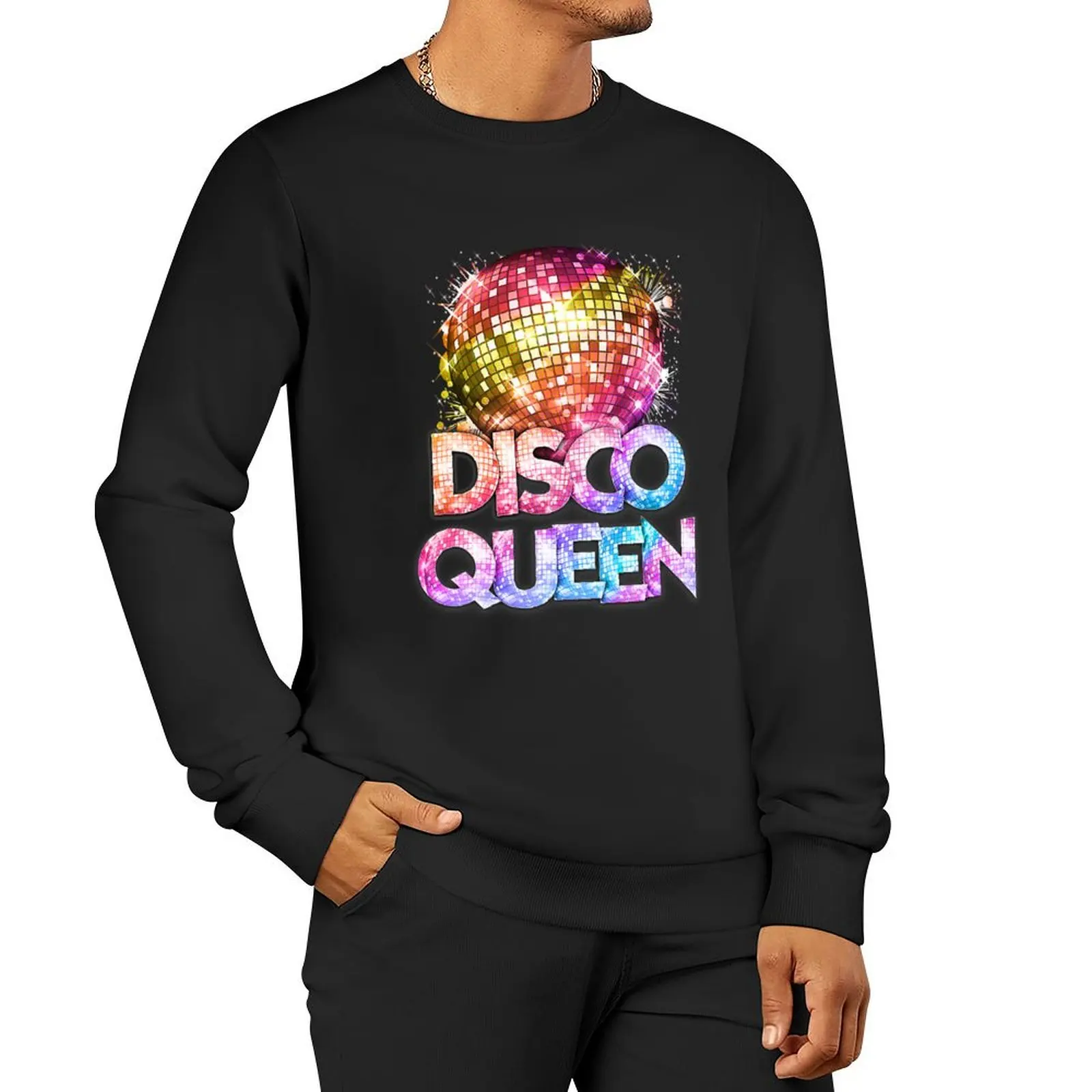 

Disco Queen - 70's Disco Themed Vintage Seventies Costume Pullover Hoodie hooded shirt sweatshirts for men