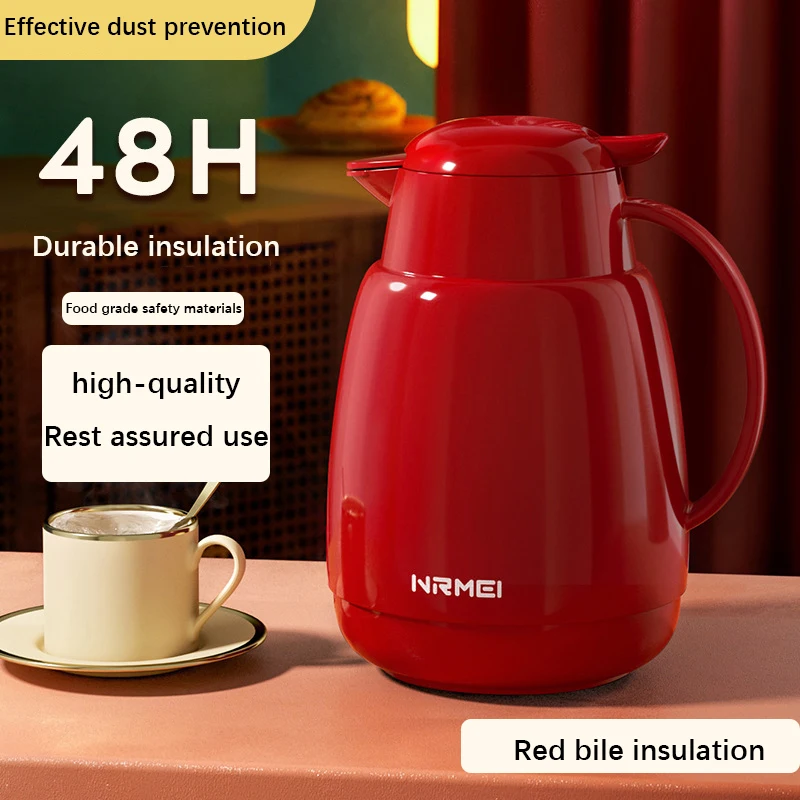 Thermos Bottom Vacuum Flask Household Wedding Dowry Large Capacity Glass Liner High-end Hot Water Bottle Red Hot Water Bottle