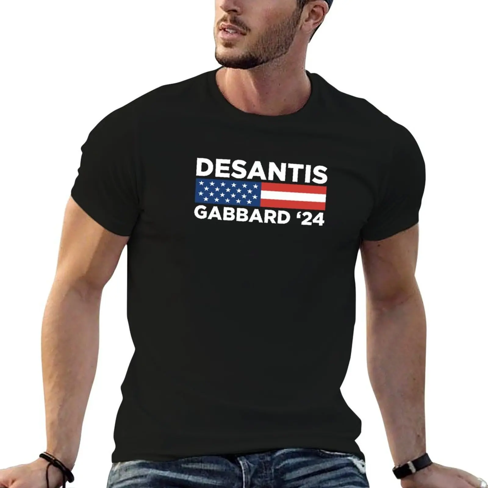 

Ron Desantis Tulsi Gabbard 2024 American Flag T-Shirt t shirt custom print t shirt man designer T-Shirt
