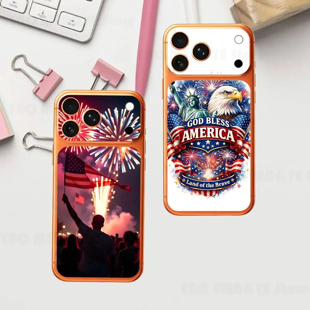 

Happy Independence Day Plain Decal Skin For IPhone17 Pro ProMax Back Film Cover Wrap Anti-scratch Durable Sticker