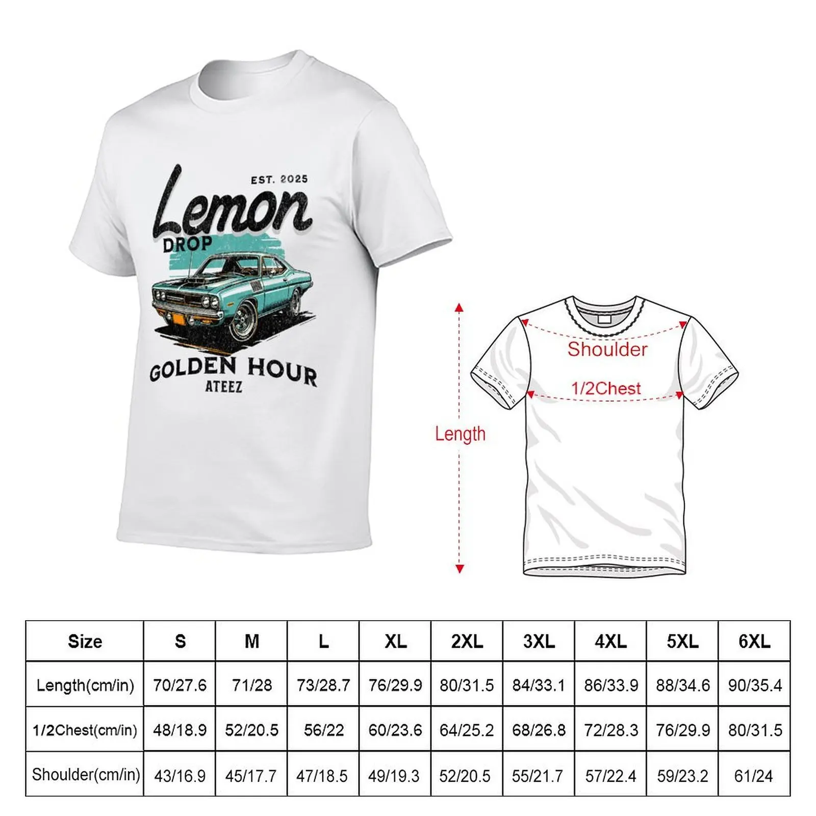 Lemon drop ATEEZ ATINY car typography Morcaworks T-Shirt t shirt man cotton t shirt men 100% cotton luxury brand T-Shirt