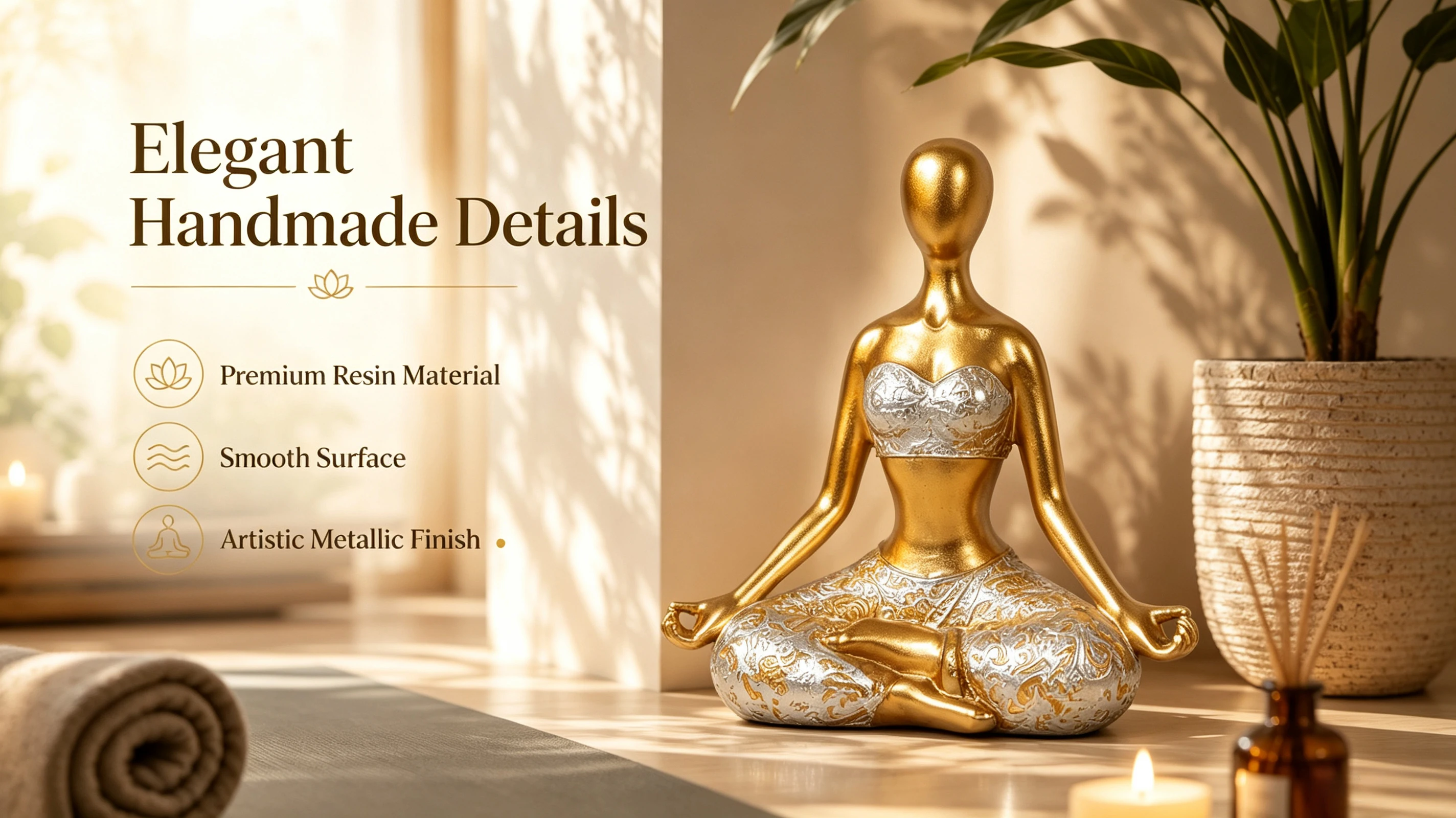Luxuriöse Goldene Meditations-Skulptur Abstrakte Frauenstatue Kunstfigur aus Harz Moderne Zen-Wohndeko Yoga-Liebhaber-Geschenk – Detail 3