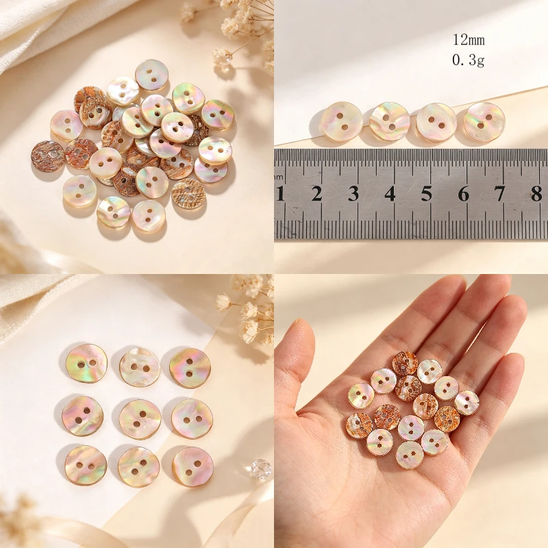 Abalone Shell Buttons 2 Holes Round Iridescent Seashell Fasteners 12mm Handmade Sewing Accessories for Shirts Blouses DIY Craft