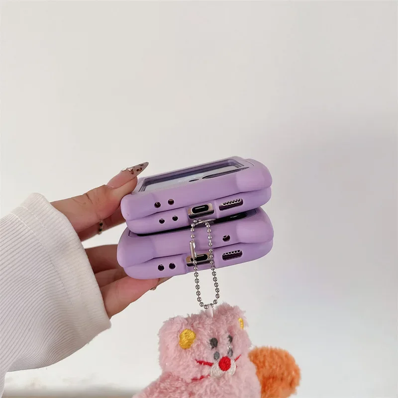 Embroidered Cat Phone Case for Samsung Galaxy Z Flip 6 5 4 3 Protective Back Cover for ZFlip4 ZFlip5 ZFlip6 Case