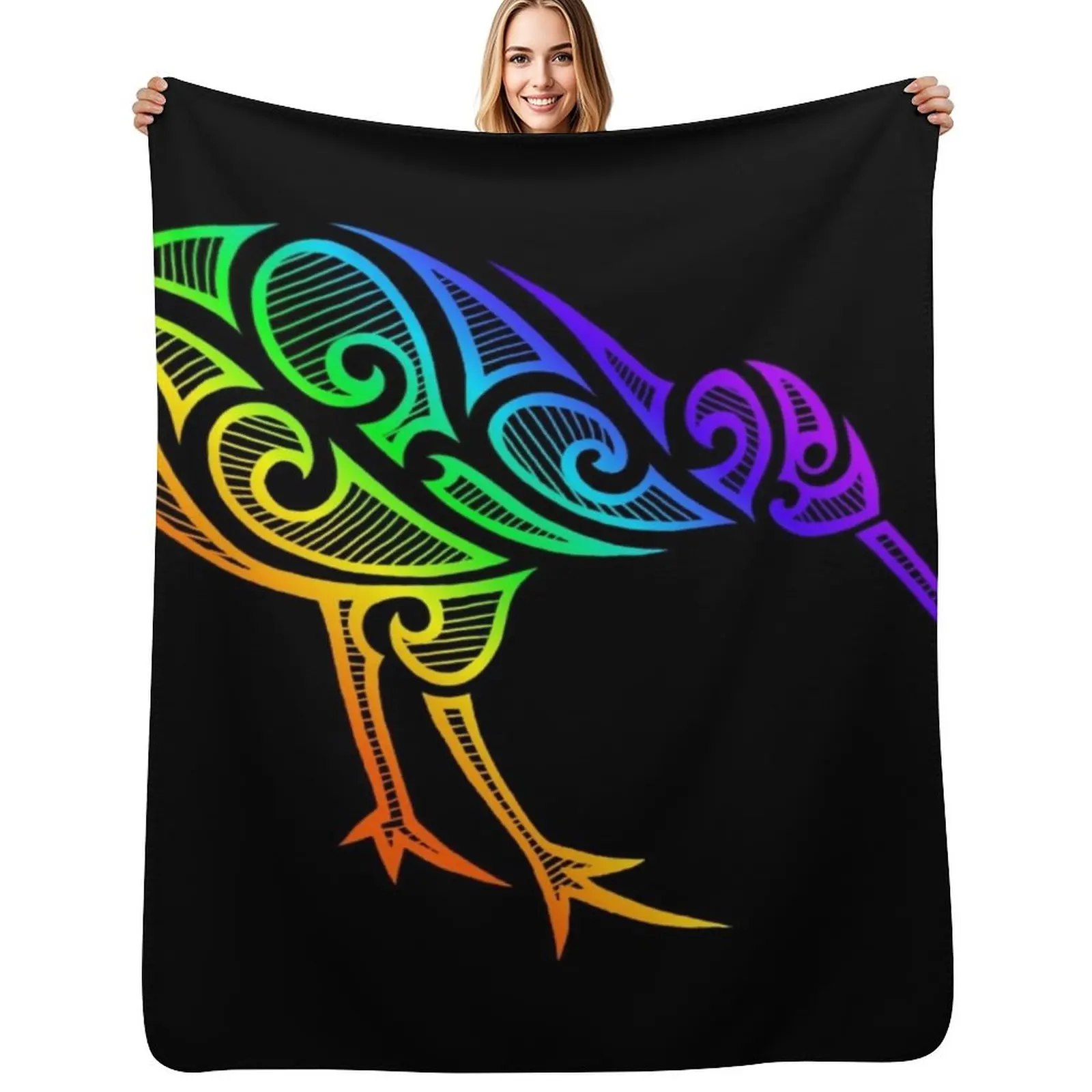 Maori kiwi bird Throw Blanket Fade Resistant Durable Throw Blanket