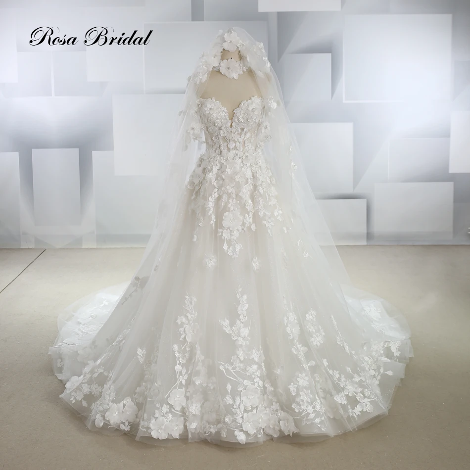 Beach Style A-line Lace Applique Beaded Wedding Dress