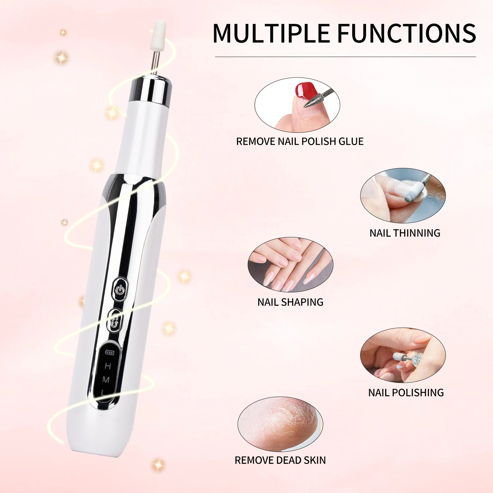 

Nail Instrument Adjustable Speed Polish Nail Quickly Mini Electric Nail Polisher Remove Dead Skin Nail Shaping Nail Thinng