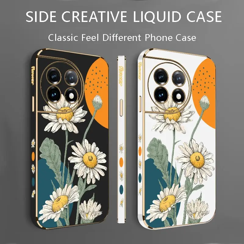 Sunflower Luxury Plating Phone Case For Oneplus 11R 11 10Pro 10T 10R 11Pro 9R 9 9Pro 9RT Ace Ace2Pro Ace2V Ace2 Cover