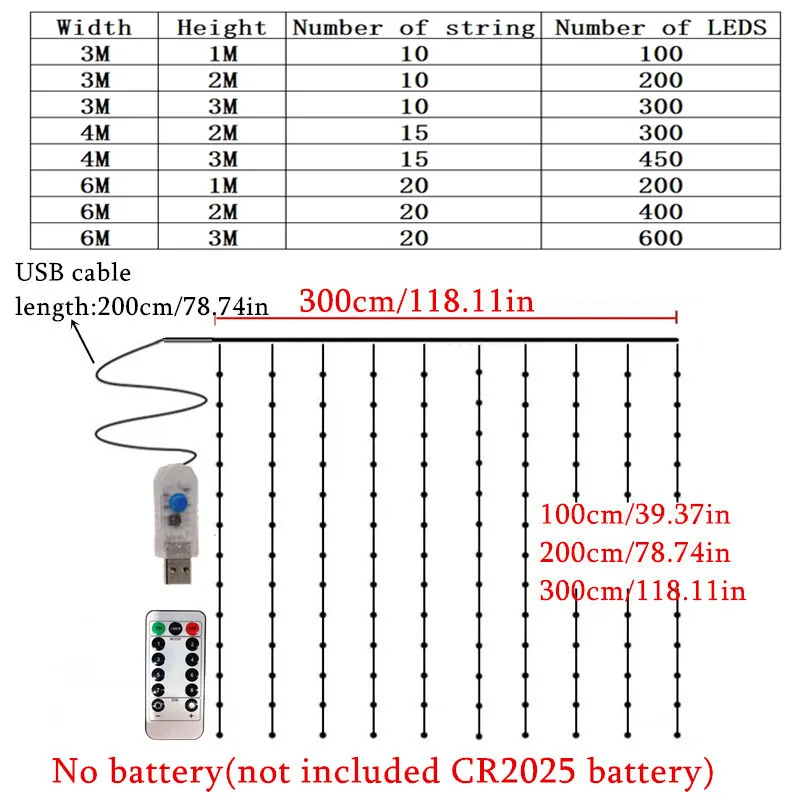 Party Decor Fairy Light Wedding Holiday Light Garland Birthday Decoration 3M 4M 6M 8 Mode Christmas LED USB Curtain String Light