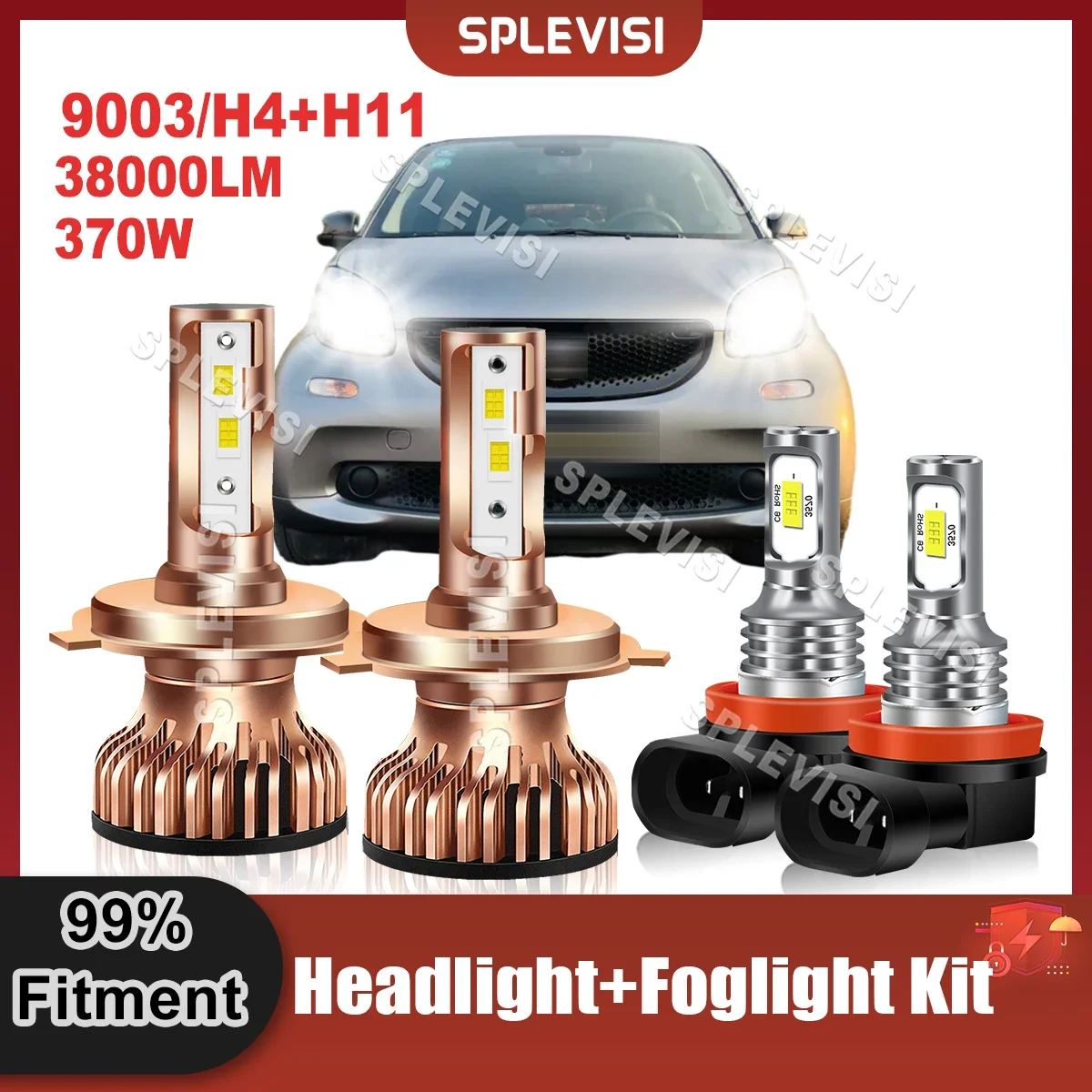 

9003/H4 H11 Car Light Headlight H4/9003 High Low Beam H11 Foglamp Kit For Smart Fortwo 2016-2018 2016 2017 2018