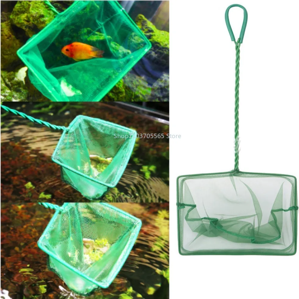 2025 Long Handle Square Aquarium Fishing Net Landing Net for Fish Floating Objects Crab Net Fishing Rod Dryer Hand Cleaning Tool